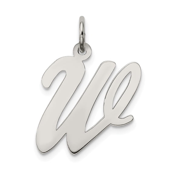 Sterling Silver Script Letter W Initial Charm Pendant