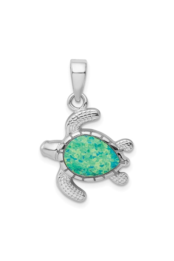 Sterling Silver Sea Turtle Necklace with Green Blue Opal Inlay for Women or Unisex Wear, Ocean Wildlife Pendant, Nautical Marine Jewelry, Nature Symbol for Longevity and Protection