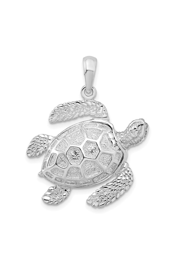 Sterling Silver Sea Turtle Pendant Necklace for Women, Detailed Marine Animal Jewelry with Shell and Flippers, Ocean Nature Symbol for Beach Style and Nautical Fashion