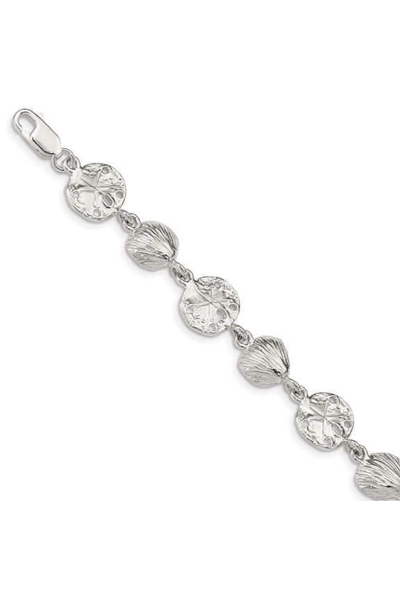 Sterling Silver Seashells and Sand Dollars Bracelet QA31