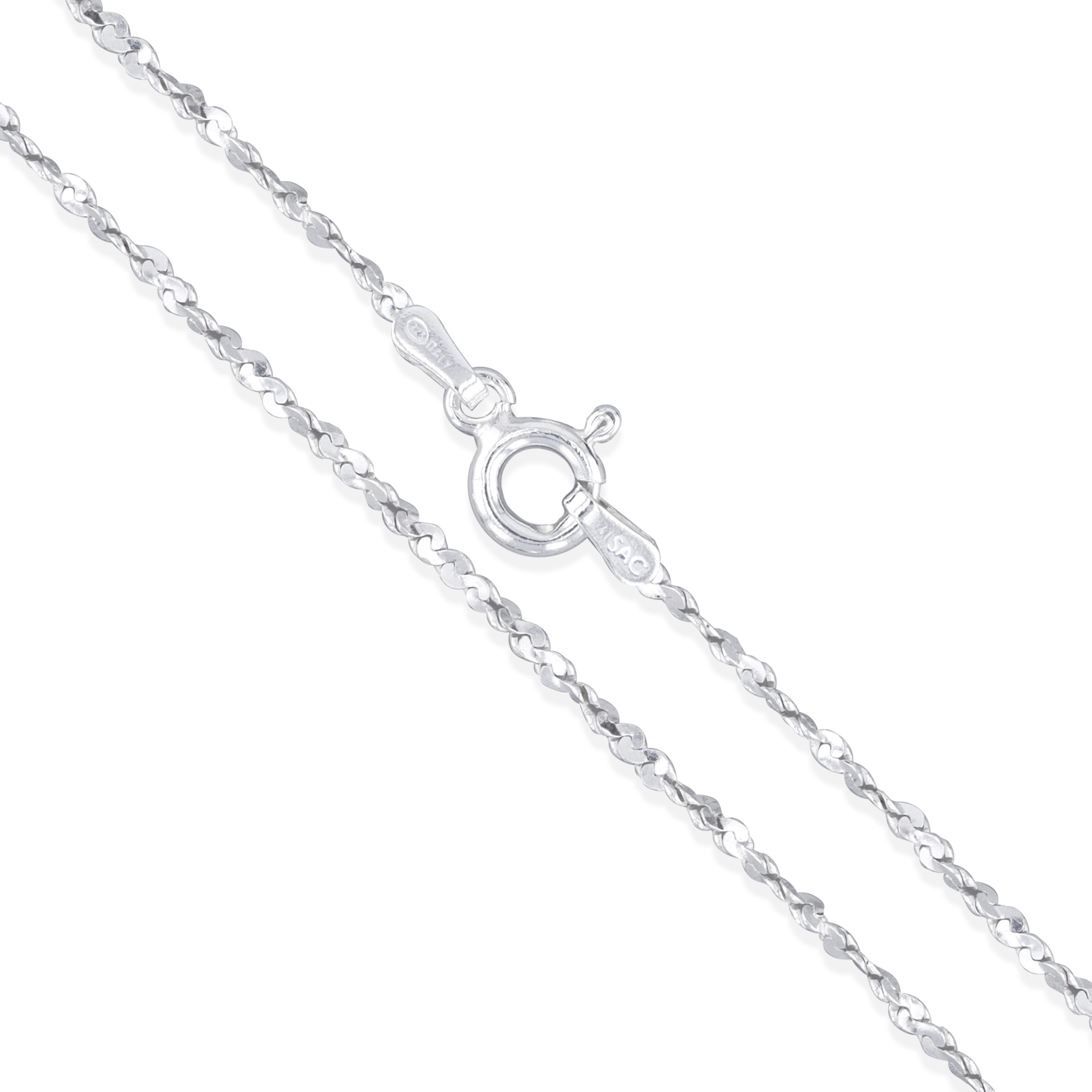 Sterling Silver Serpentine Twist Rope Chain 1.5mm Solid 925 Italy