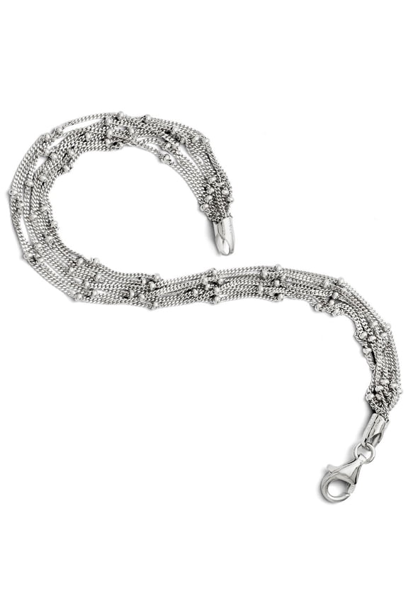 Sterling Silver Seven Strand Beaded Bracelet - 6.2 Grams - 7.5 Inch