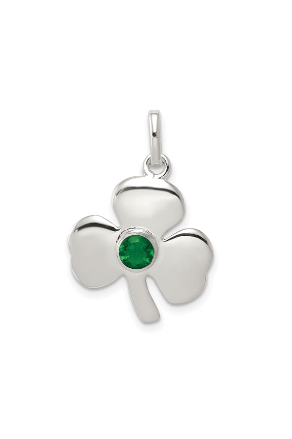 Sterling Silver Shamrock Pendant Necklace with Green Gemstone for Women or Unisex, Celtic Irish Jewelry Symbolizing Luck, Heritage, Faith, and Spiritual Style