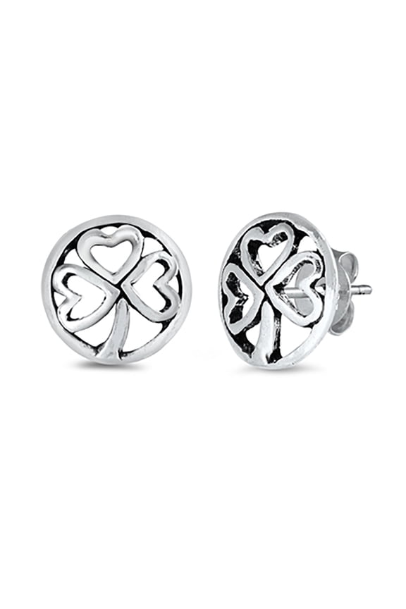 Sterling Silver Shamrock Stud Earrings