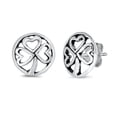 thumbnail image 1 of Sterling Silver Shamrock Three Leaf Clover Heart Cutout Stud Earrings 925 New Jewelry Female Unisex, 1 of 3