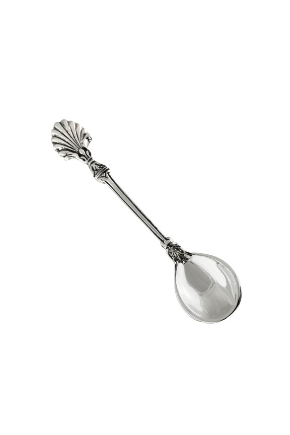 Sterling Silver Shell Handle Salt or Mustard Spoon