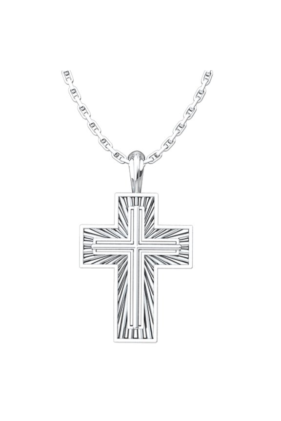Sterling Silver Shining Cross Pendant with 18" Sterling Silver Chain