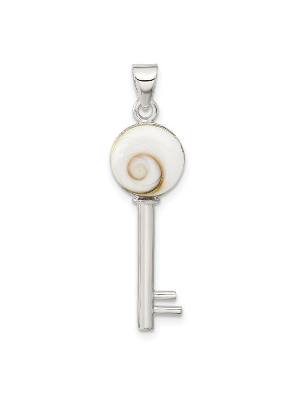 Sterling Silver Shiva Eye Key Pendant, Women's Spiral Shell Charm, Jewelry Stores Network