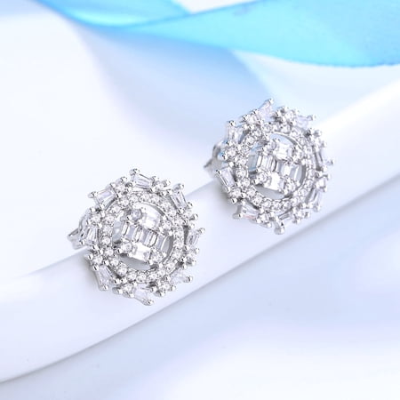 Sterling Silver Shooting Star Stud Earrings with Crystals