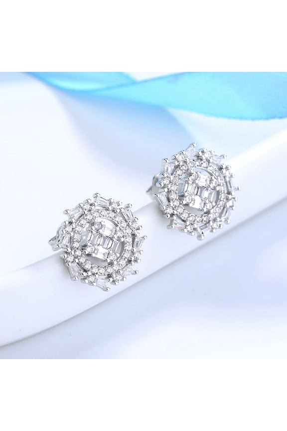 Sterling Silver Shooting Star Stud Earrings with Crystals