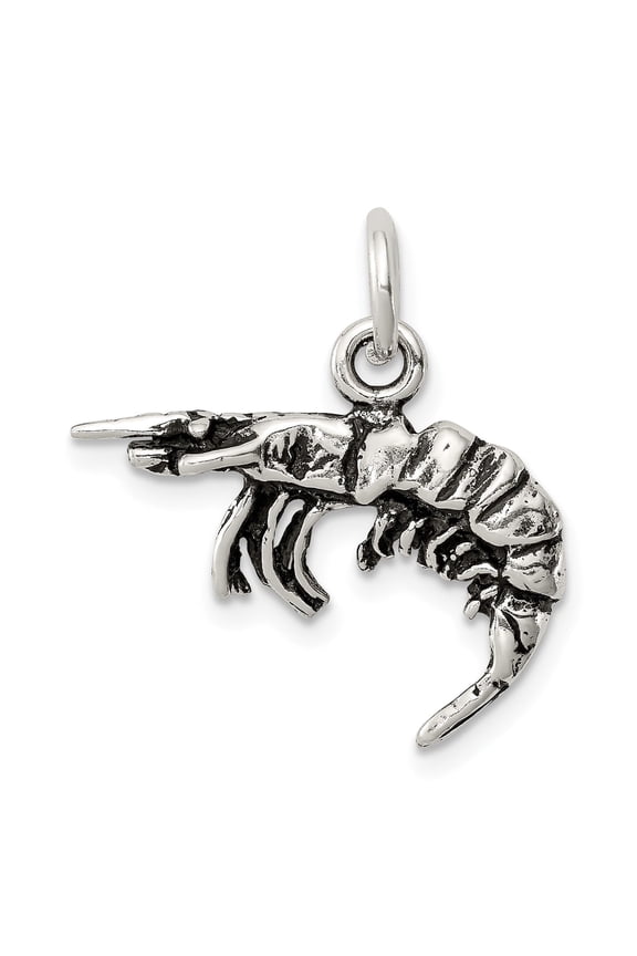 Sterling Silver Shrimp Pendant Necklace, Nautical Marine Life Charm for Women and Unisex Wear, Ocean-Inspired Coastal Jewelry, Beachwear Accessory for Sea and Seafood Lovers