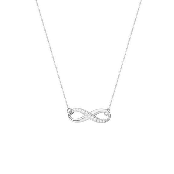 Sterling Silver Side-ways Adjustable 1 2 Cubic Zirconia Infinity Necklace- 18 Inch