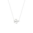 thumbnail image 1 of Sterling Silver Side-ways Adjustable Cubic Zirconia Fleur Di Lis Necklace- 18 Inch, 1 of 3