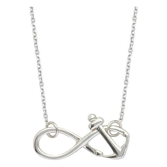 Sterling Silver Side-ways Adjustable Infinity With Anchor Necklace Sparkle-Cut Cable Chain - 18 Inch
