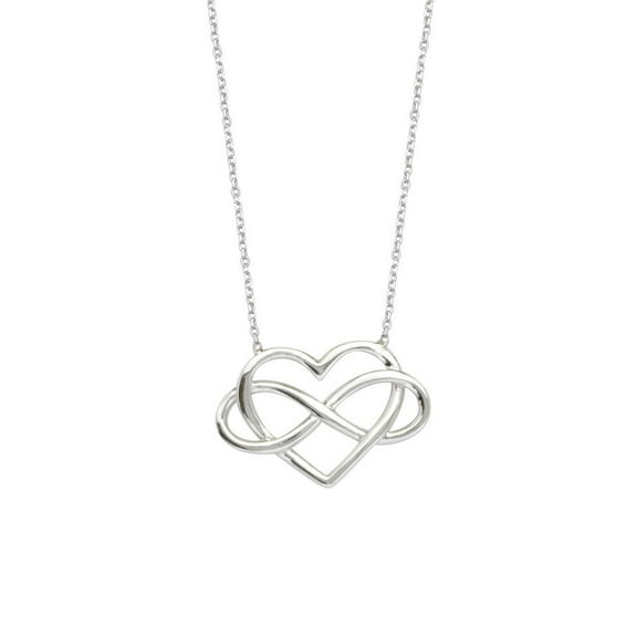 Sterling Silver Side-ways Infinity In Heart Necklace Sparkle-Cut Cable Chain - 2.8 Grams - 18 Inch
