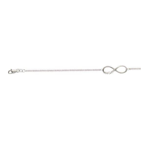 Sterling Silver Side-ways Infinity Mom Adjustable Bracelet Sparkle-Cut Cable Chain - 7.50 Inch