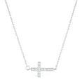 thumbnail image 1 of Sterling Silver Sideway Cross Pendant Necklace Cubic Zirconium 18" Chain, 1 of 4
