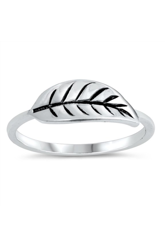 Sterling Silver Sideway Leaf Ring Size 4