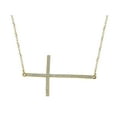 thumbnail image 1 of Sterling Silver Sideways CZ Cross Necklace dipped in 14k Gold, 16", 1 of 1