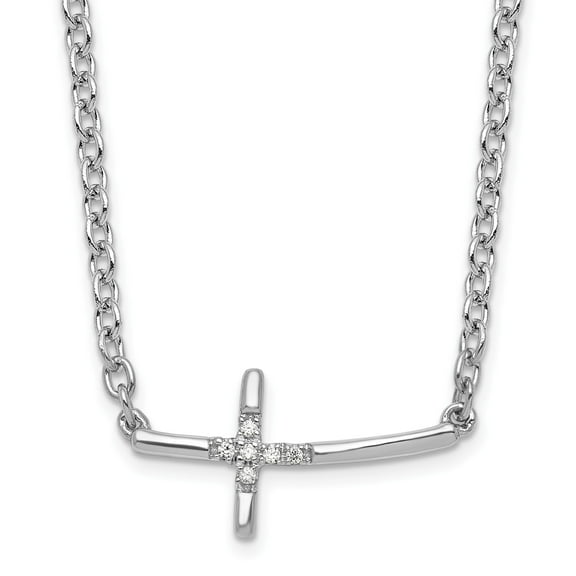 Sterling Silver Sideways Cross Necklace with Cubic Zirconia Pendant and Dainty Chain Elegant Polished Modern Jewelry for Women Spiritual Symbol for Everyday or Special Occasion Wear