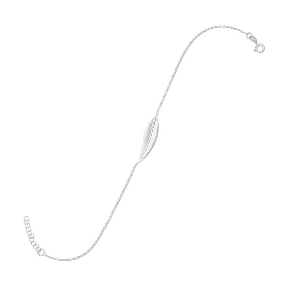 Sterling Silver Sideways Feather Charm Anklet