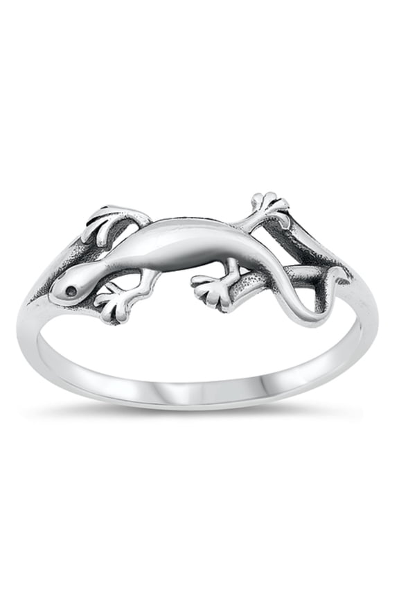 Sterling Silver Sideways Lizard Ring Size 6