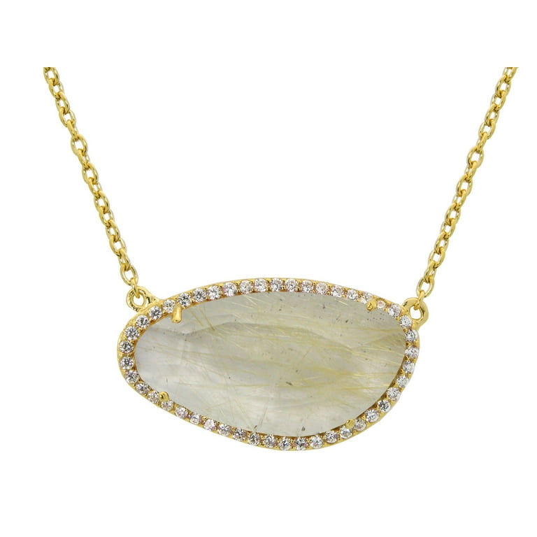 Rutilated Quartz Yellow Gold-plated Sterling Silver Necklace - Chain Included Rutilated Quartz Yellow Gold-plated Sterling Silver Necklace - Chain Included