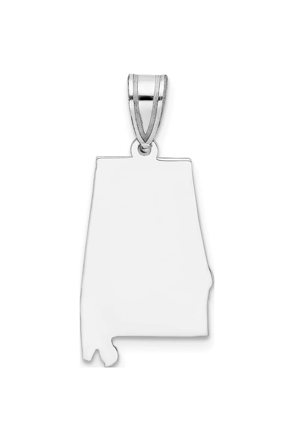 Sterling Silver Silver/Rhodium-Plated Alabama State Pendant Made In United States xna707ss-al
