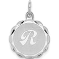 thumbnail image 1 of Sterling Silver Silver/Rhodium-Plated Brocaded Letter R Initial Pendant (22 X 16) Made In United States qc4161r, 1 of 2