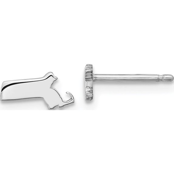 Sterling Silver Silver/Rhodium-Plated Massachusetts State Earrings (4.52 X 8.48) Made In United States xne50ss-ma