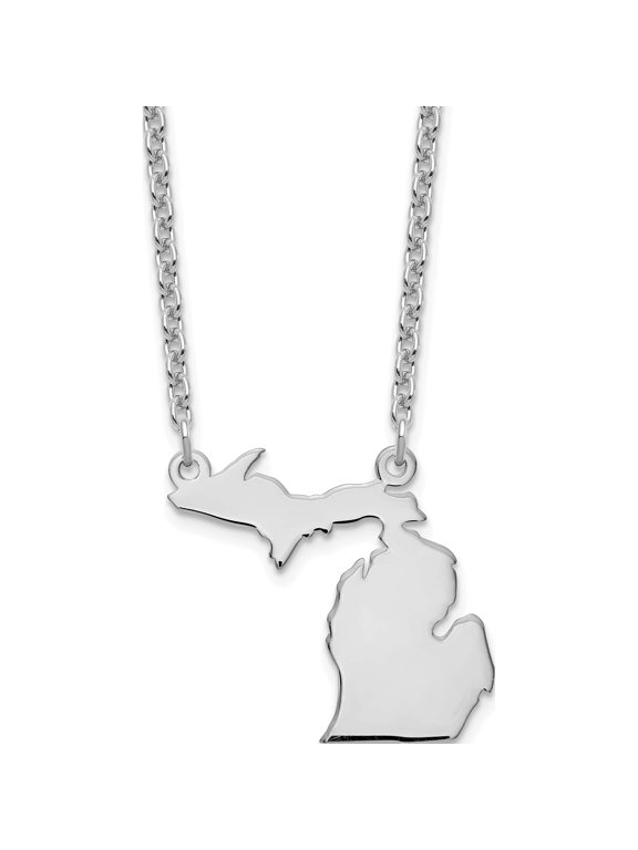 Sterling Silver/Rhodium-plated Michigan State Necklace