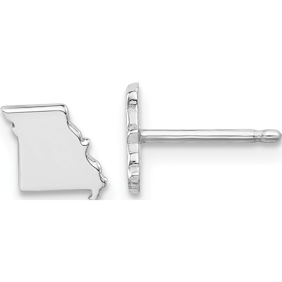 Sterling Silver Silver/Rhodium-Plated Missouri State Earrings (6.88 X 7.52) Made In United States xne50ss-mo