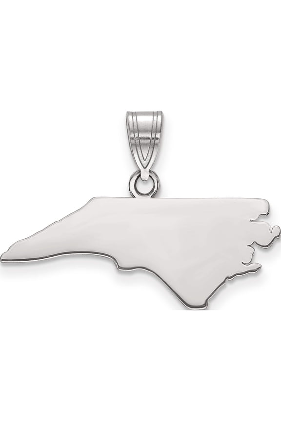 Sterling Silver Silver/Rhodium-Plated North Carolina State Pendant Made In United States xna707ss-nc