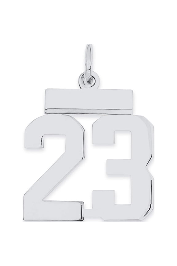 Sterling Silver/Rhodium-plated Polished Number 23 Charm