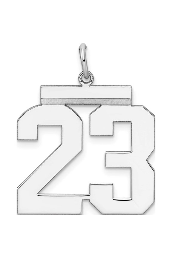 Sterling Silver Silver/Rhodium-Plated Polished Number 23 Charm (24 X 20) Made In United States qpl23
