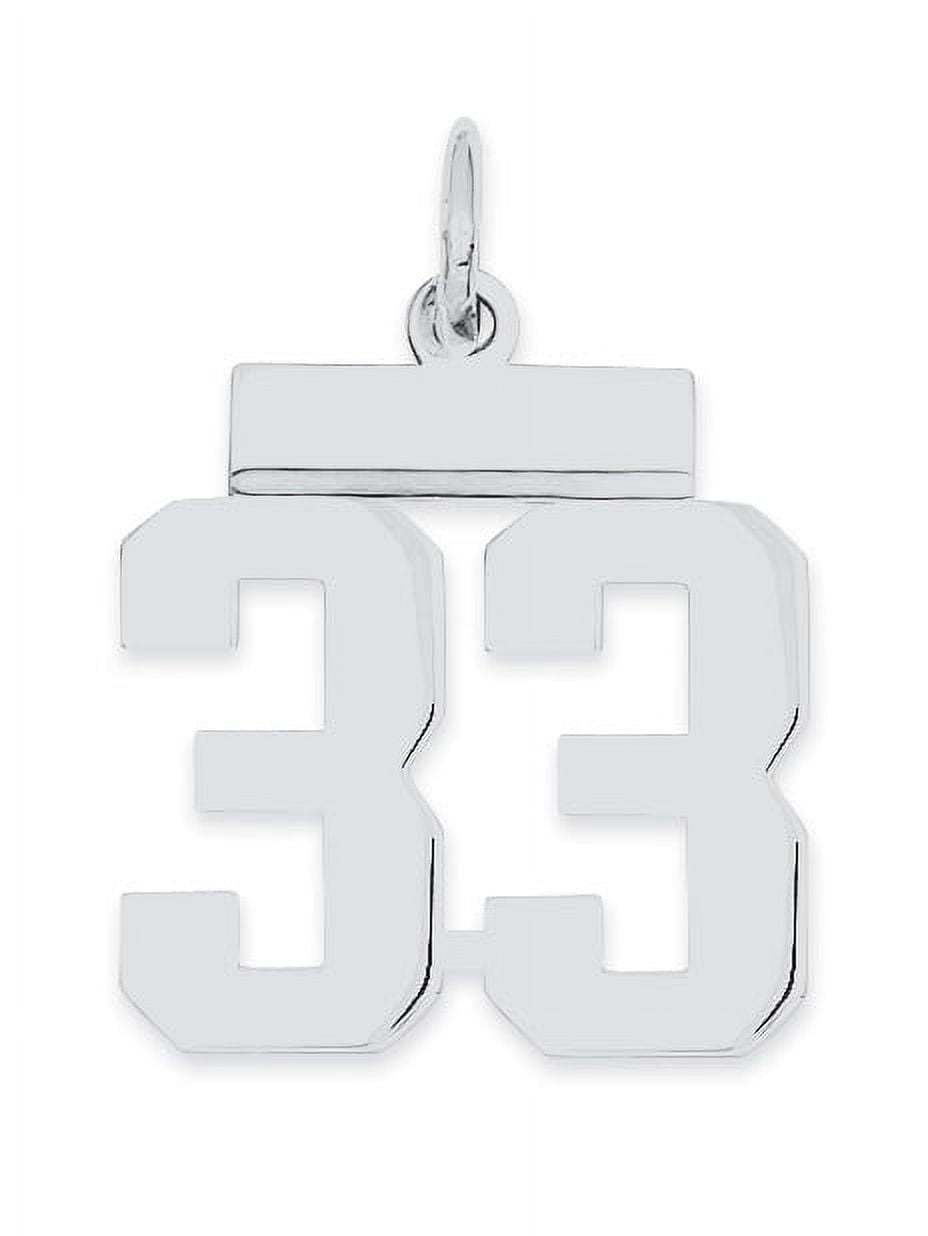 Sterling Silver Silver/Rhodium-Plated Polished Number 33 Charm (20 X 8) Made In United States qss33