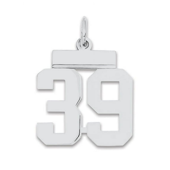 Sterling Silver Silver/Rhodium-Plated Polished Number 39 Charm (20 X 8) Made In United States qss39