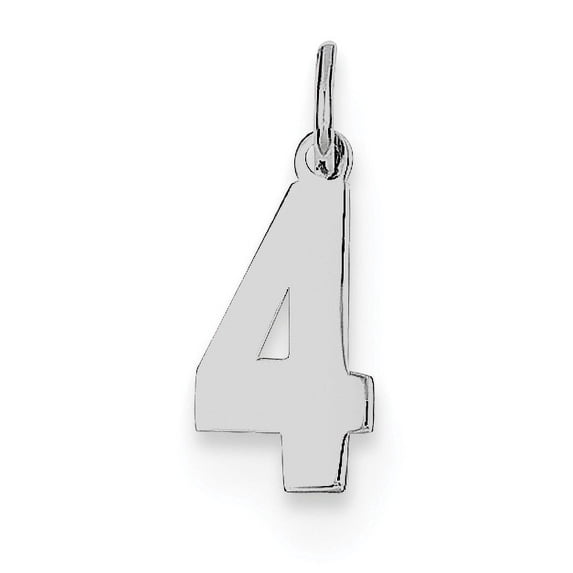 Sterling Silver Silver/Rhodium-Plated Polished Number 4 Charm (20 X 4) Made In United States qss04