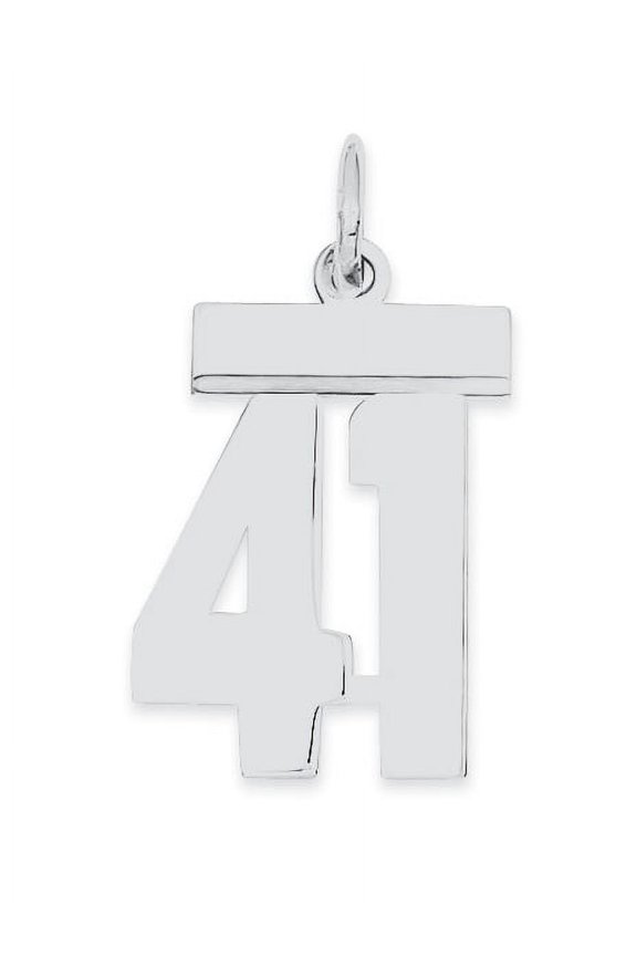 Sterling Silver Silver/Rhodium-Plated Polished Number 41 Charm (20 X 8) Made In United States qss41