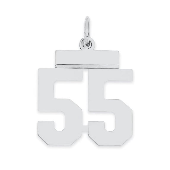 Sterling Silver Silver/Rhodium-Plated Polished Number 55 Charm (20 X 8) Made In United States qss55