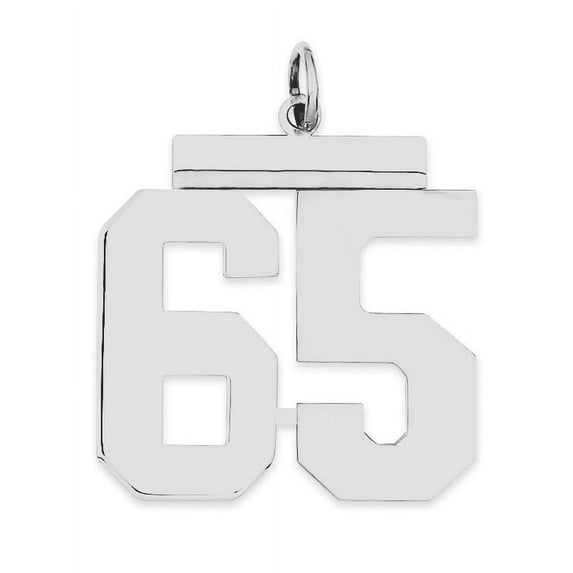 Sterling Silver Silver/Rhodium-Plated Polished Number 65 Charm (24 X 20) Made In United States qpl65