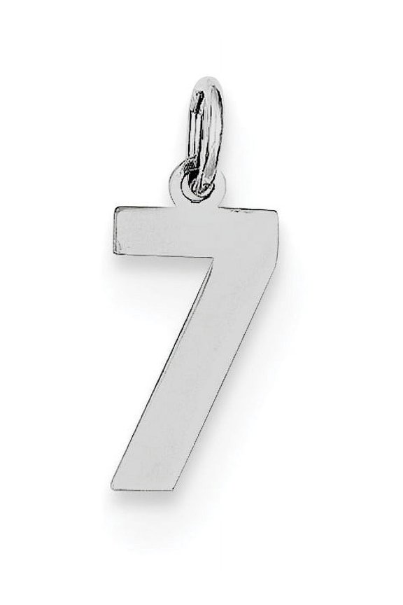 Sterling Silver Silver/Rhodium-Plated Polished Number 7 Charm (20 X 4) Made In United States qss07