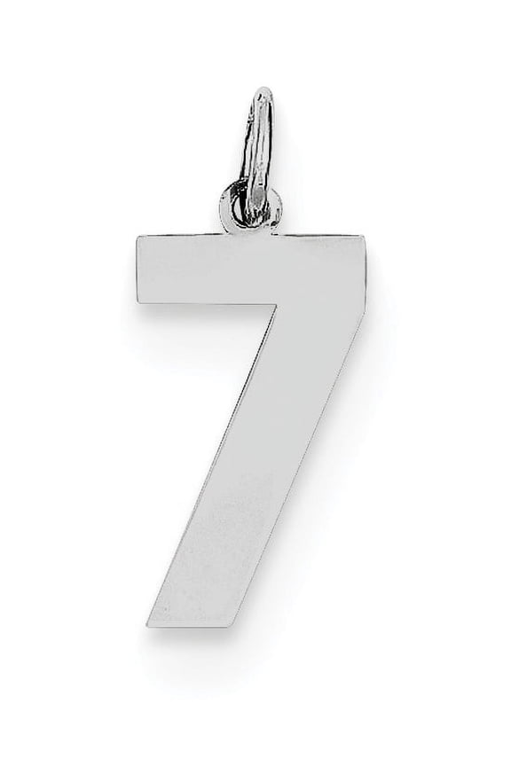 Sterling Silver Silver/Rhodium-Plated Polished Number 7 Charm (21 X 8) Made In United States qms07