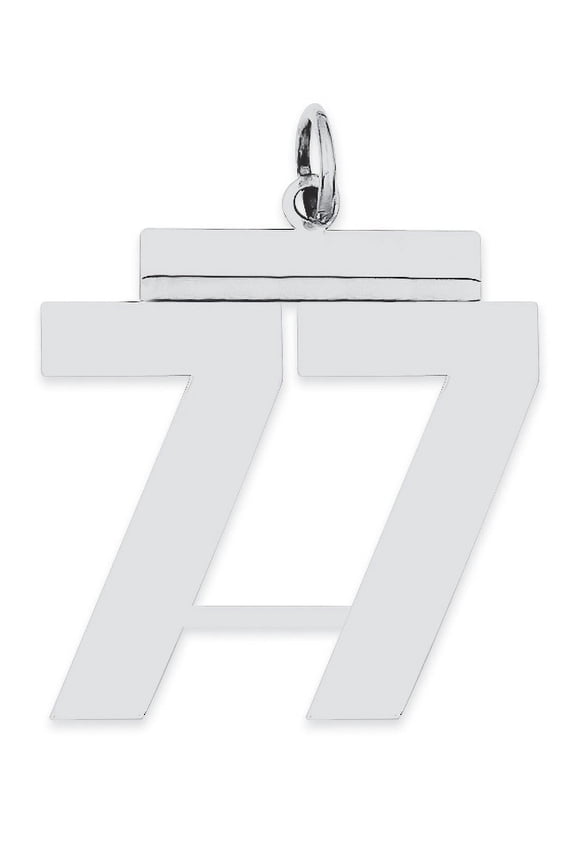 Sterling Silver Silver/Rhodium-Plated Polished Number 77 Charm (24 X 20) Made In United States qpl77