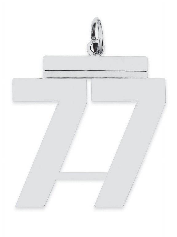 Sterling Silver/Rhodium-plated Polished Number 77 Charm