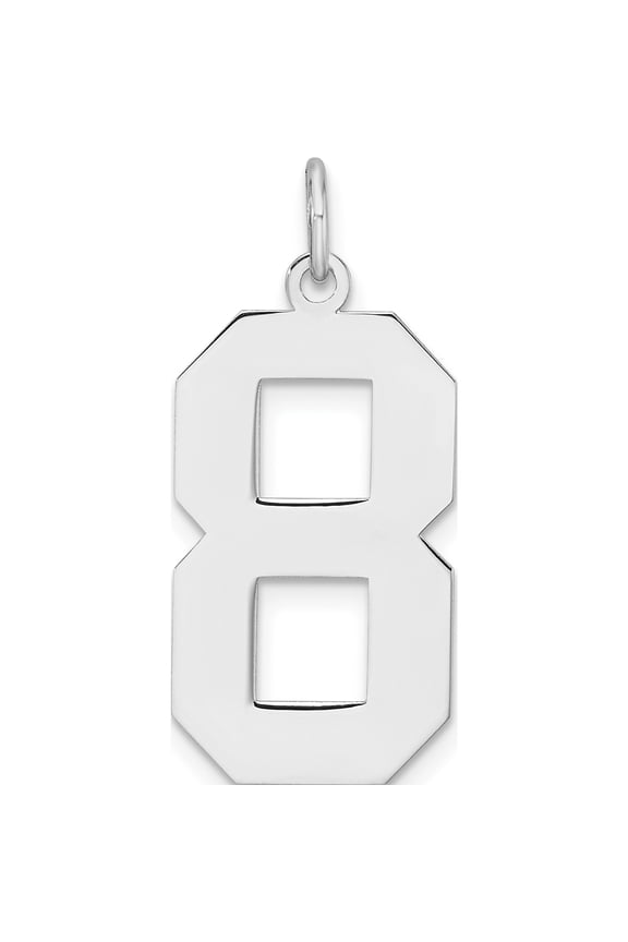 Sterling Silver Silver/Rhodium-Plated Polished Number 8 Charm (Width 12.37) (Length 27.84) - Jbsp