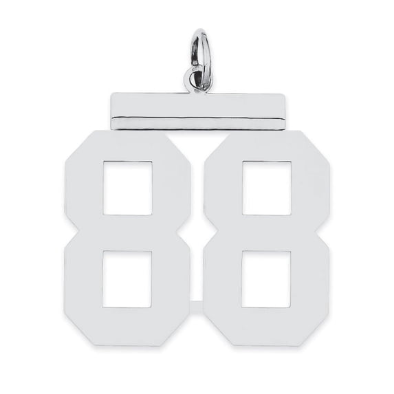 Sterling Silver Silver/Rhodium-Plated Polished Number 88 Charm (24 X 20) Made In United States qpl88