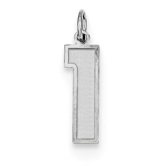Sterling Silver Silver/Rhodium-Plated Satin Number 1 Charm (22 X 9) Made In United States qpm01