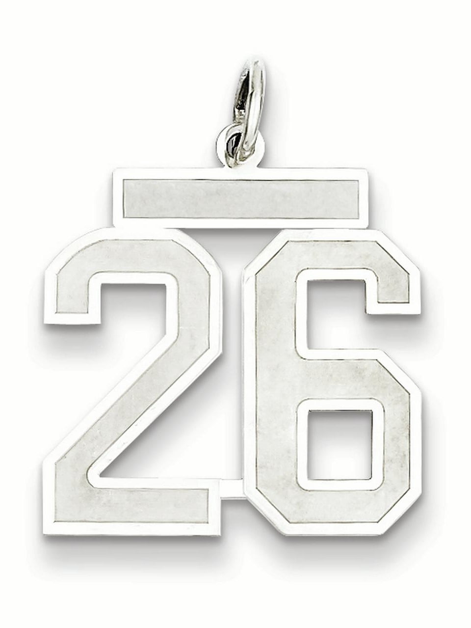 Sterling Silver Silver/Rhodium-Plated Satin Number 26 Charm (22 X 18 ...
