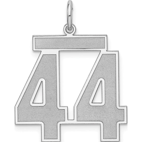 Sterling Silver Silver/Rhodium-Plated Satin Number 44 Charm (25 X 21) Made In United States qpp44